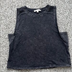 Gray Boxy Crop Muscle Tee